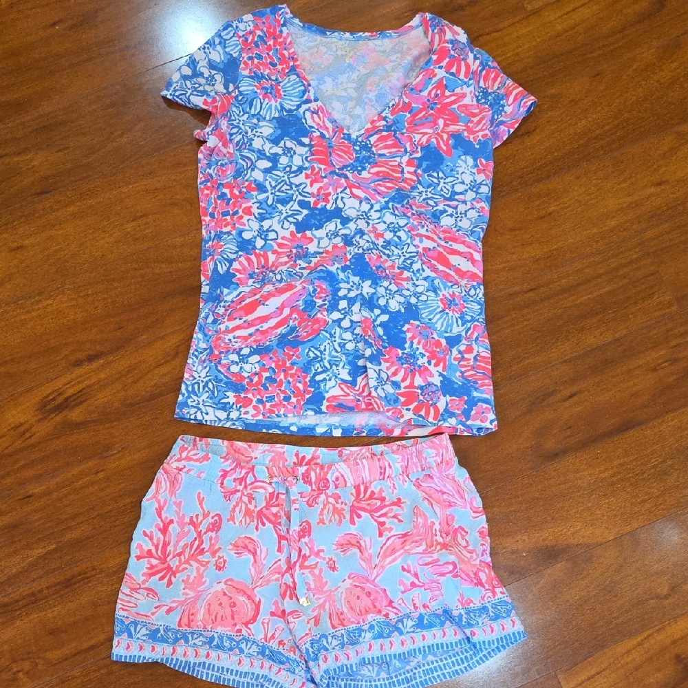 Lilly Pulitzer Pink and Blue Floral Set